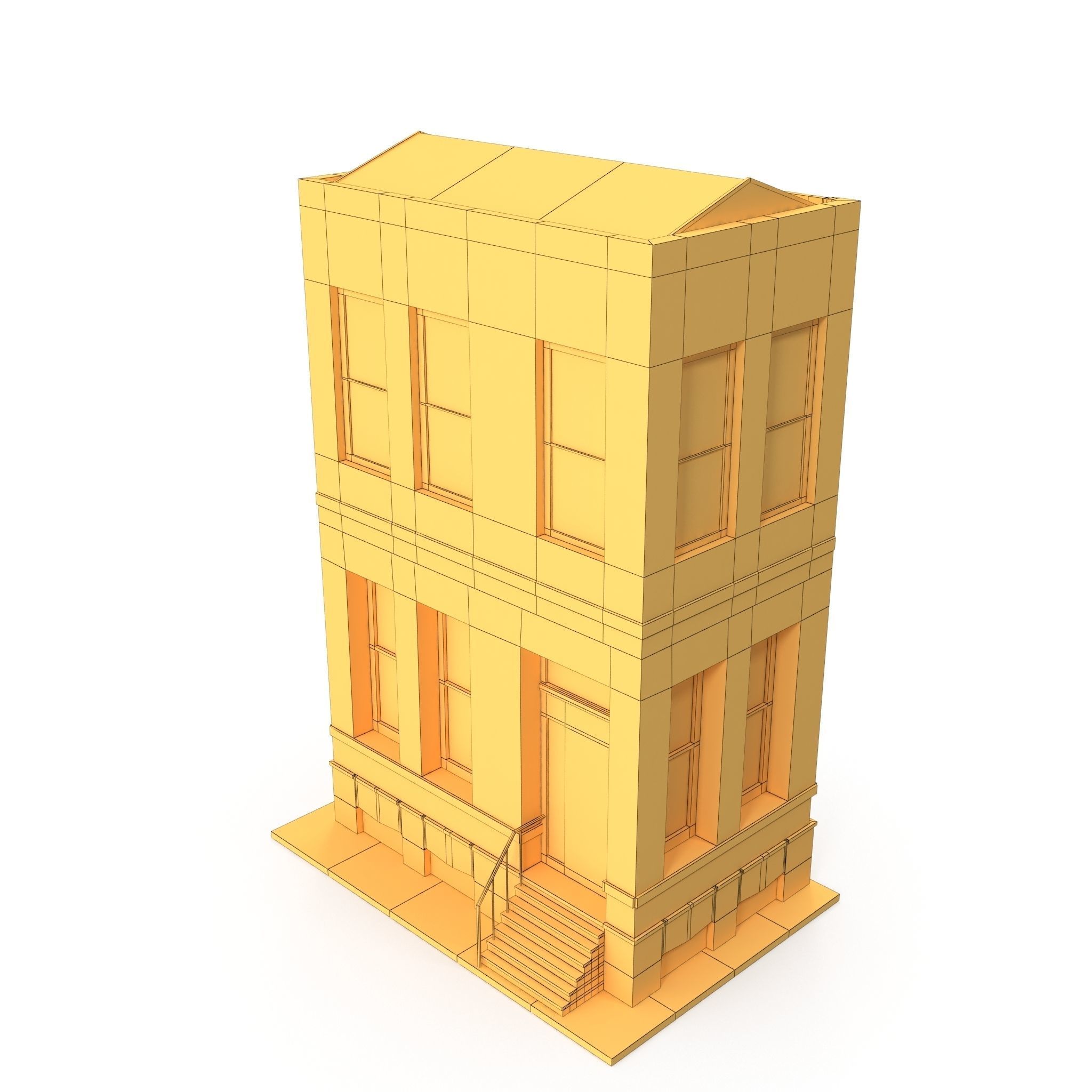Tenement Low Poly 160 Low-poly 3D model_8
