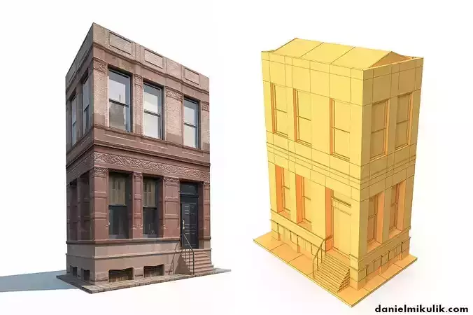 Tenement Low Poly 160 Low-poly 3D model