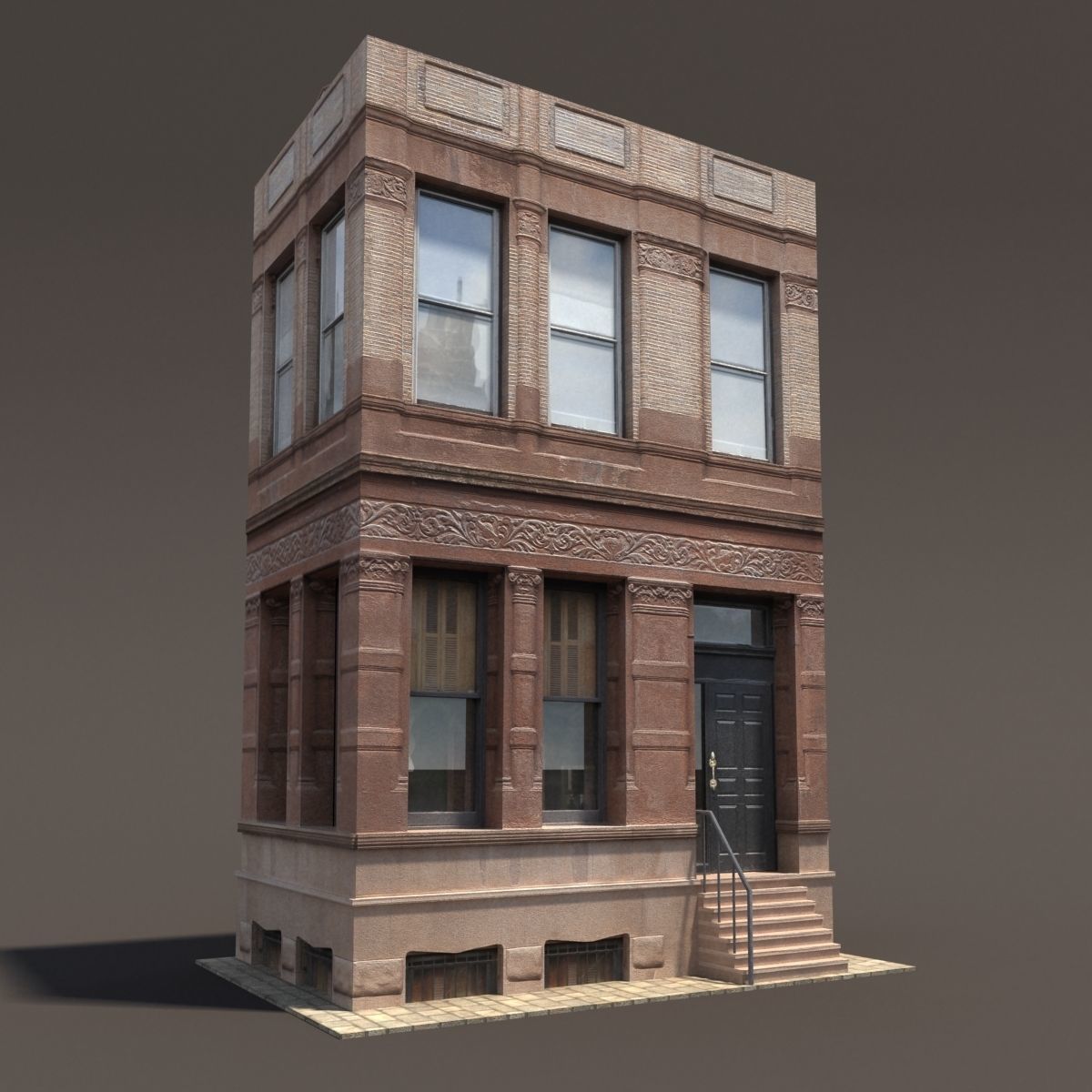 Tenement Low Poly 160 Low-poly 3D model_1