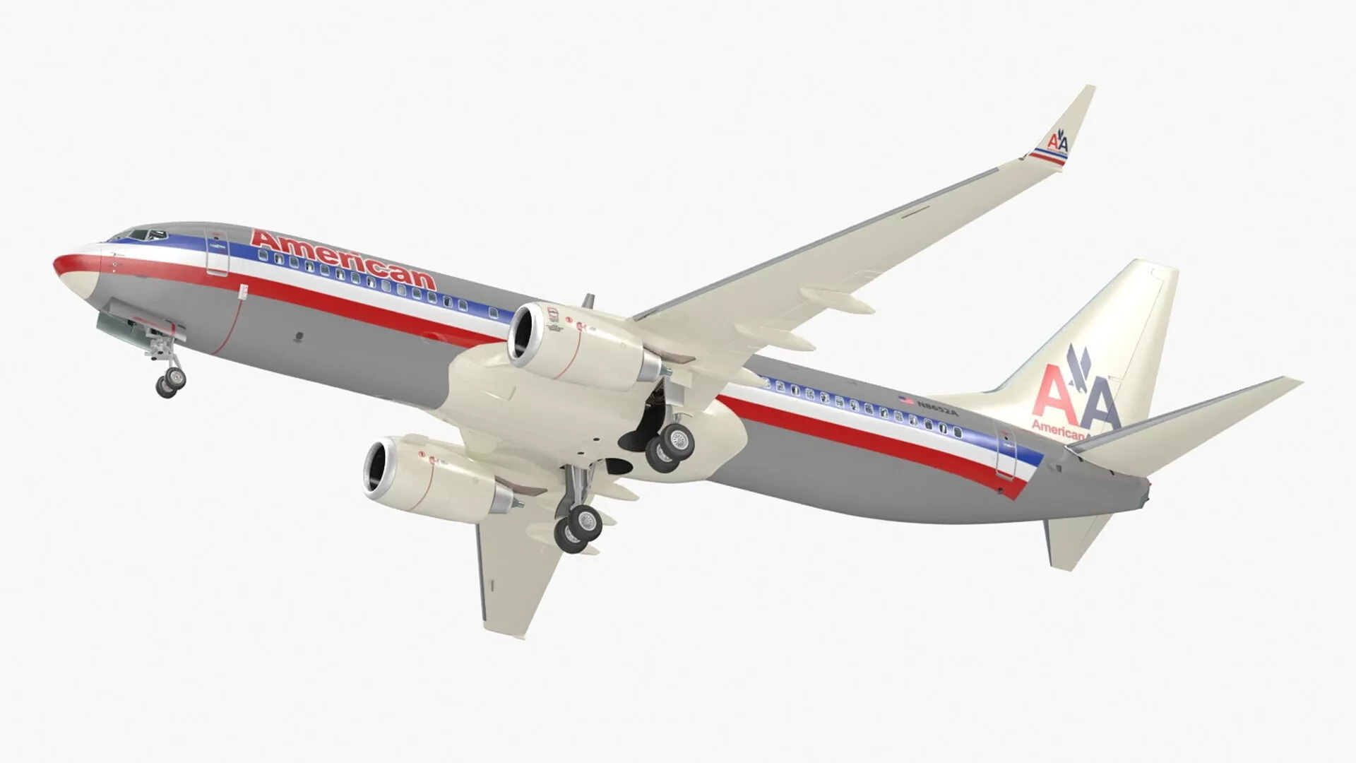 American Airlines Boeing 737-800 with Interior Rigged Cinema 4D 3D model