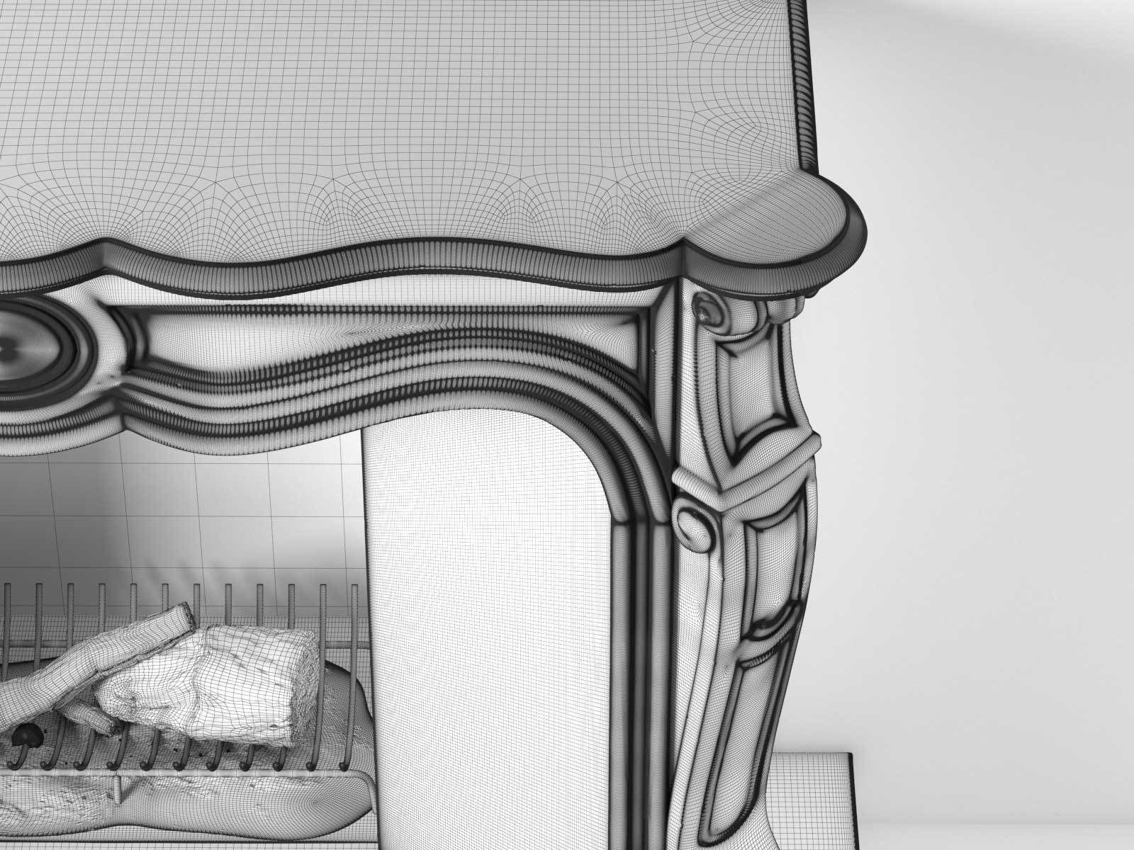 Classic Marble Fireplace 01 3D model_3