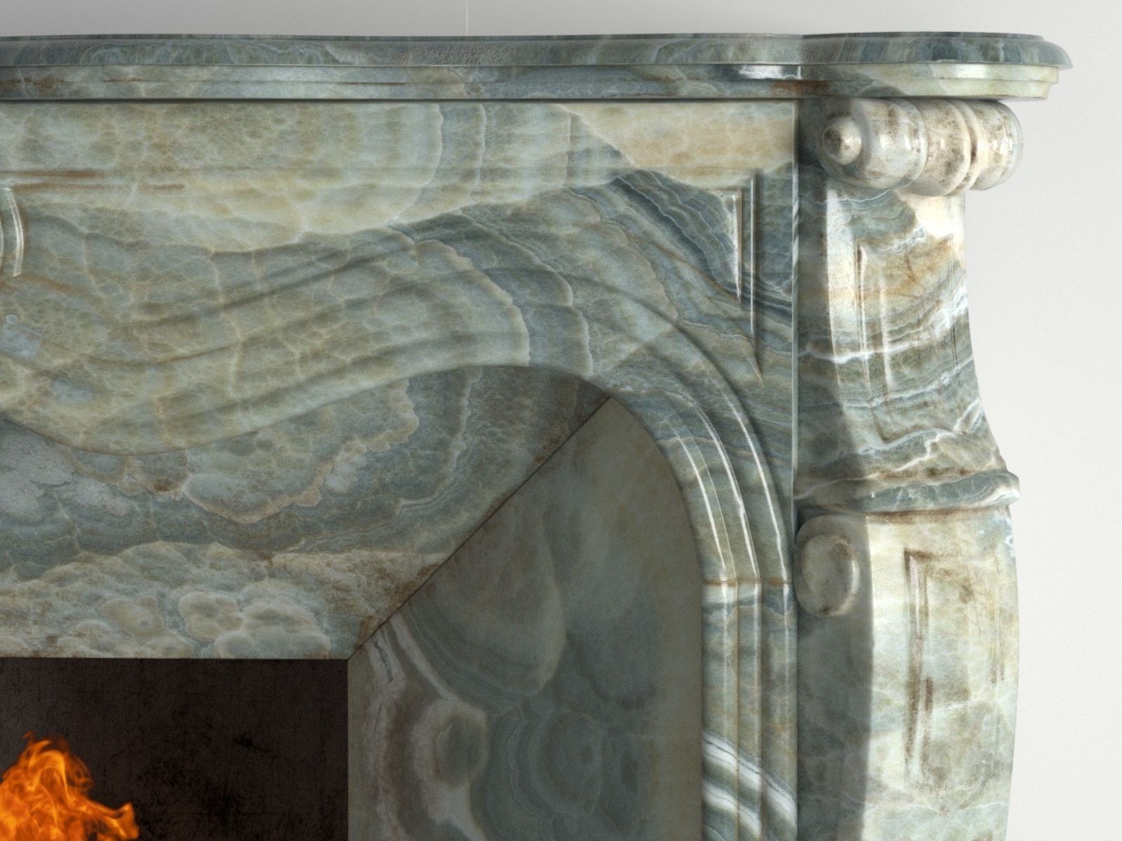 Classic Marble Fireplace 01 3D model_2