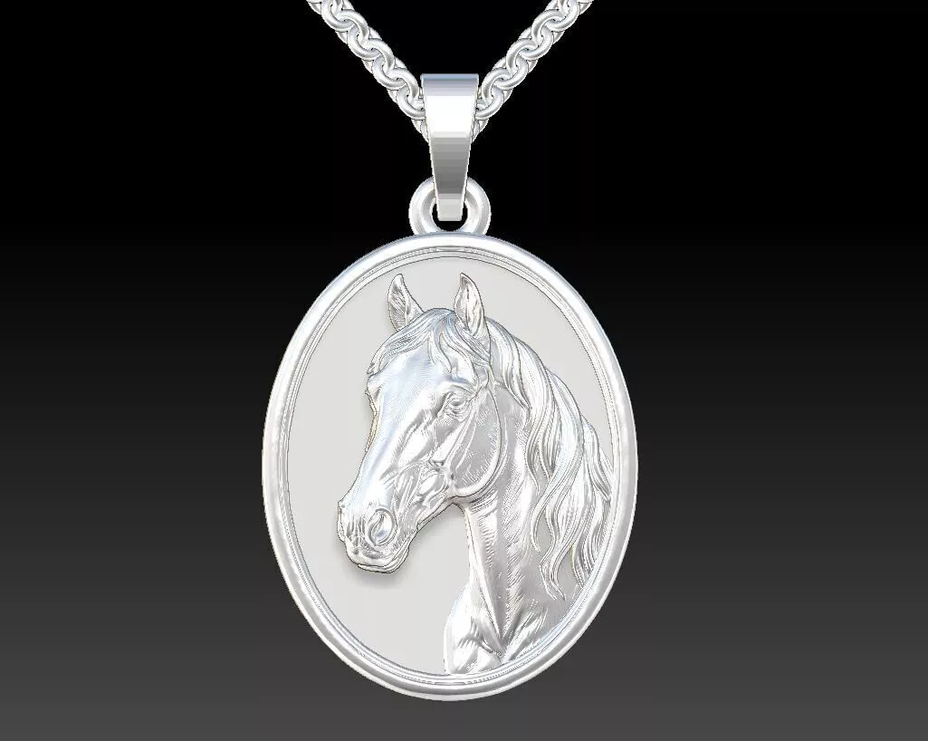 3D Model Oval Horse Cameo Pendant Jewelry CAD STL File 3D print model