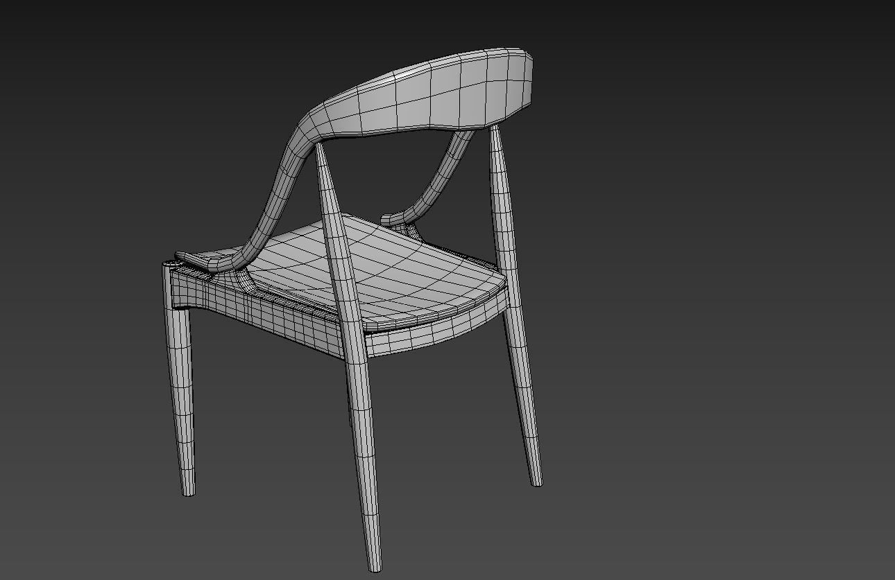 Modern Wood Chair 03 Low-poly 3D model_5