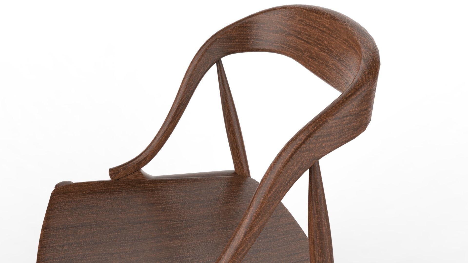 Modern Wood Chair 03 Low-poly 3D model_2