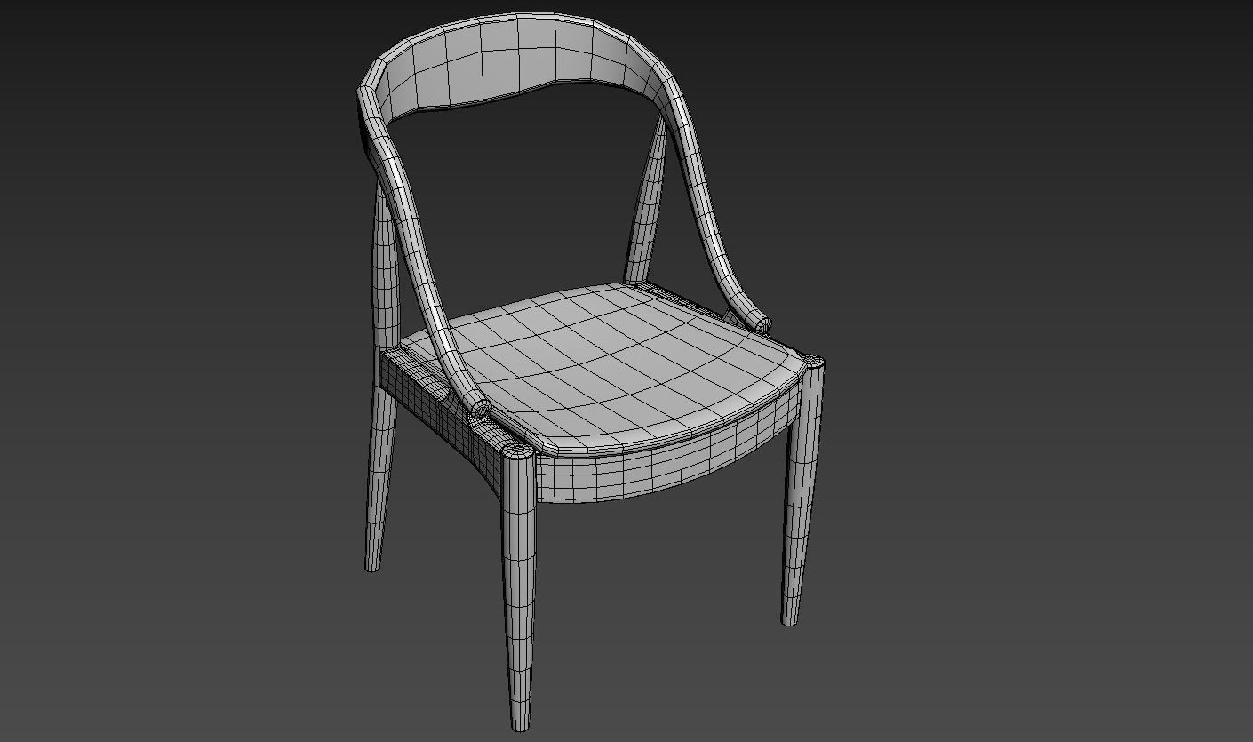 Modern Wood Chair 03 Low-poly 3D model_4
