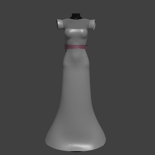 Wedding Dress Pink Bow  3D model