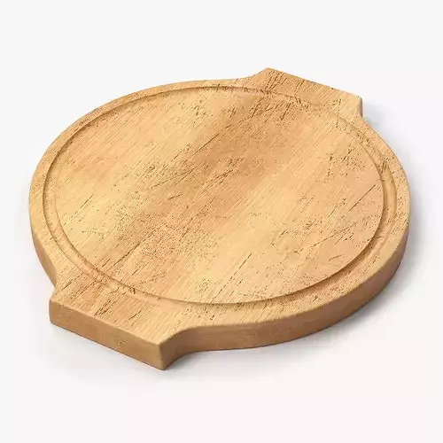 Round Wooden Serving Board 3D model 2