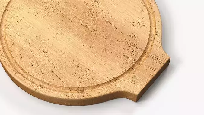 Round Wooden Serving Board 3D model 6