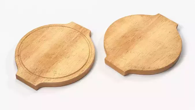 Round Wooden Serving Board 3D model 3
