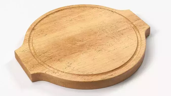 Round Wooden Serving Board 3D model 5