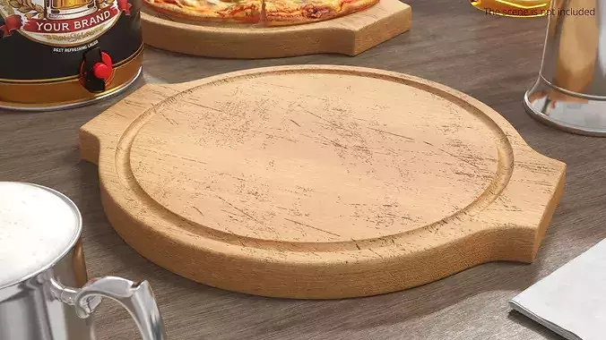 Round Wooden Serving Board 3D model 4