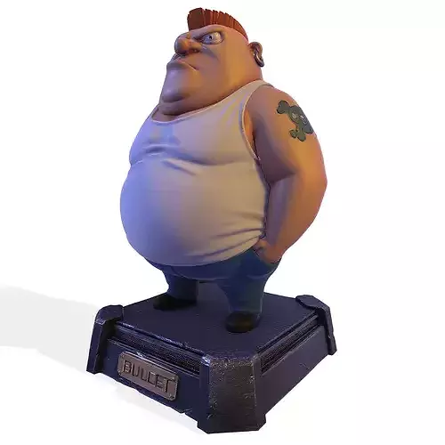 Stylized Heavy-Set Cartoon PBR Character Figurine