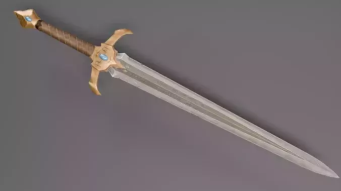 Stylized Fantasy Sword  Hand-Painted Low Poly Game Asset