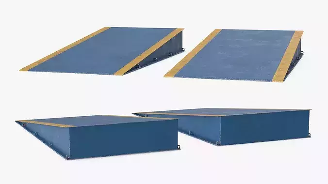 Drive-Up Ramp Blue 3D model 4