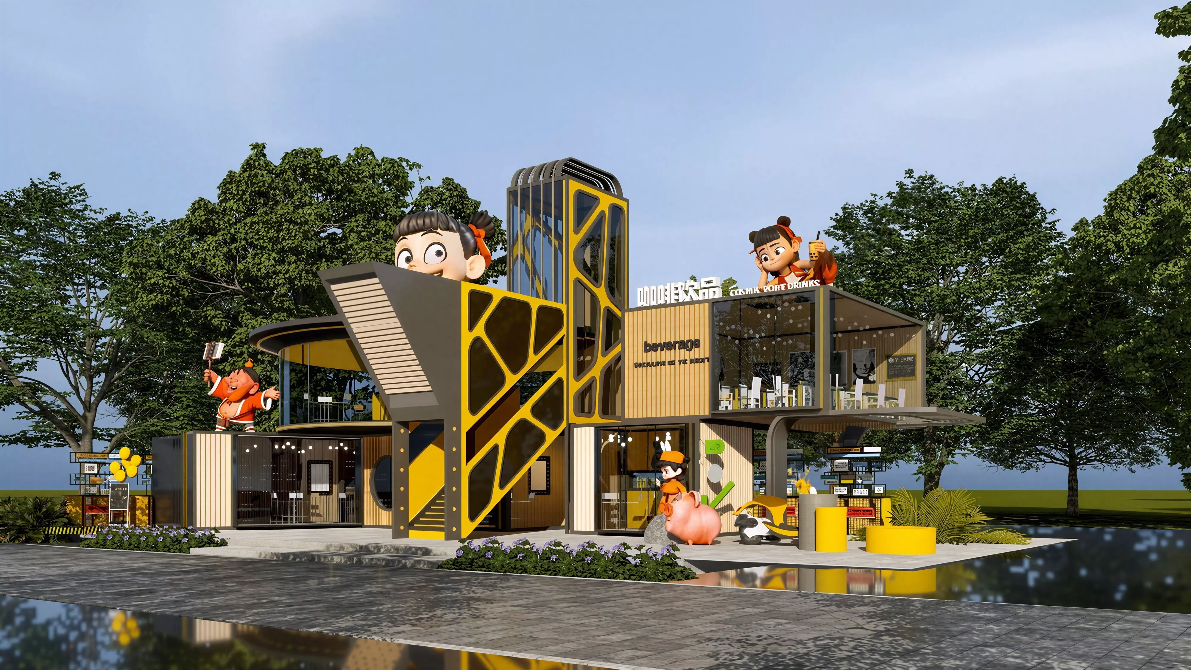 Cartoon themed Beverage Shop 3D Model 3D model