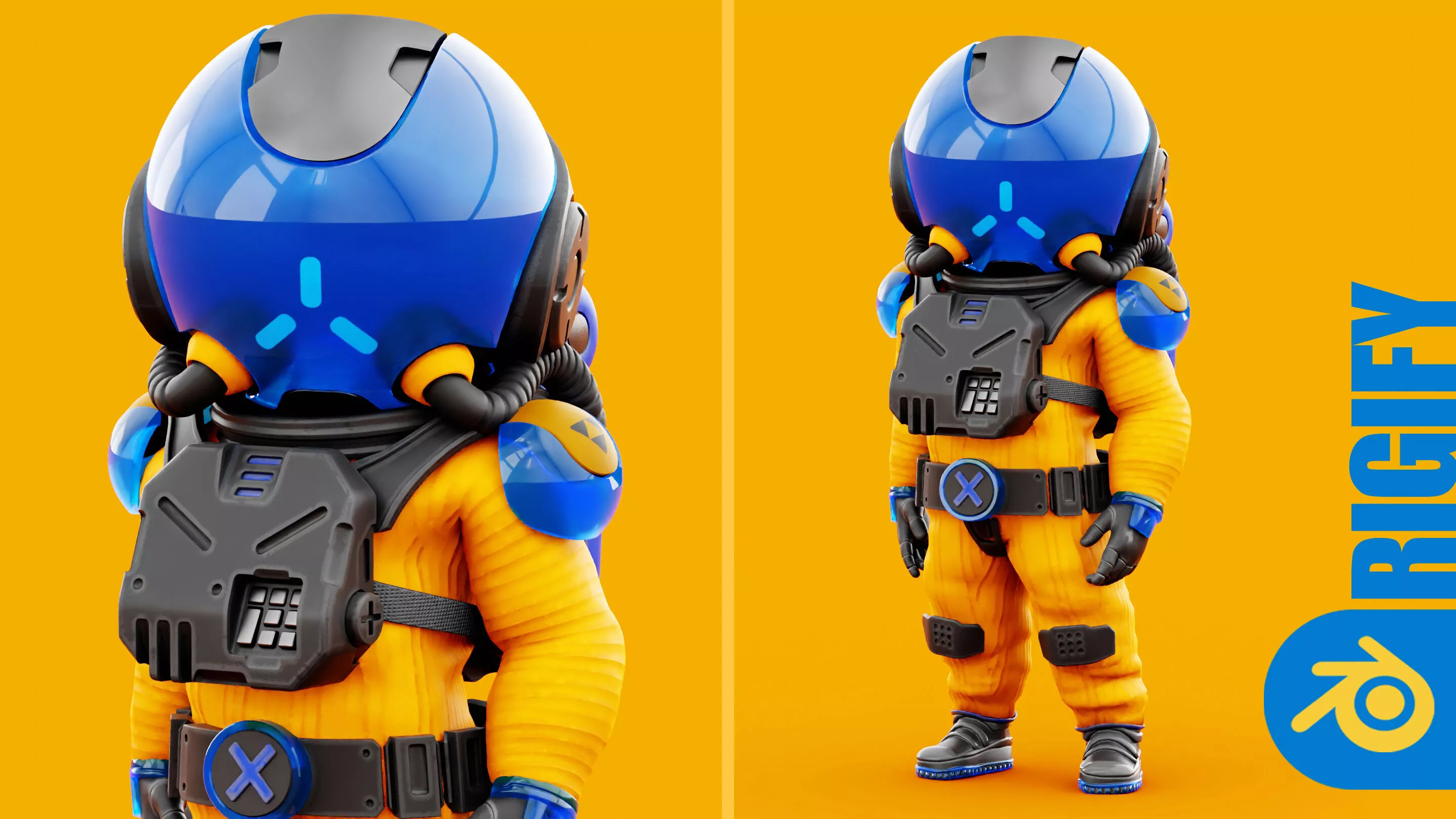 TOON ASTRONAUT F-2 RIGGED 3D model