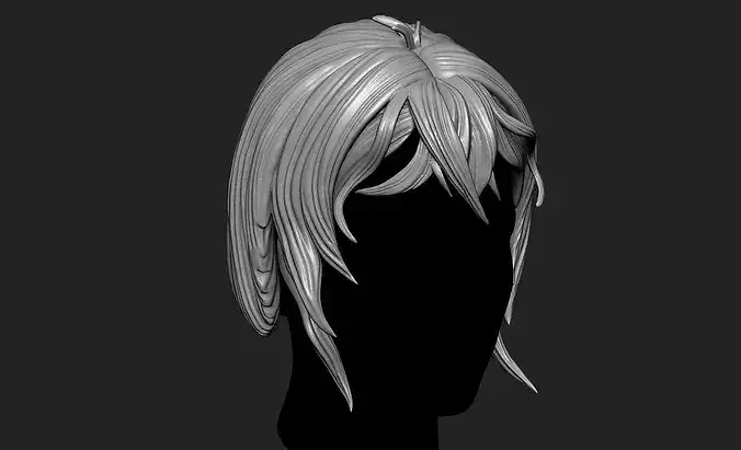 Fantasy Female 3D Hair Model OBJ STL