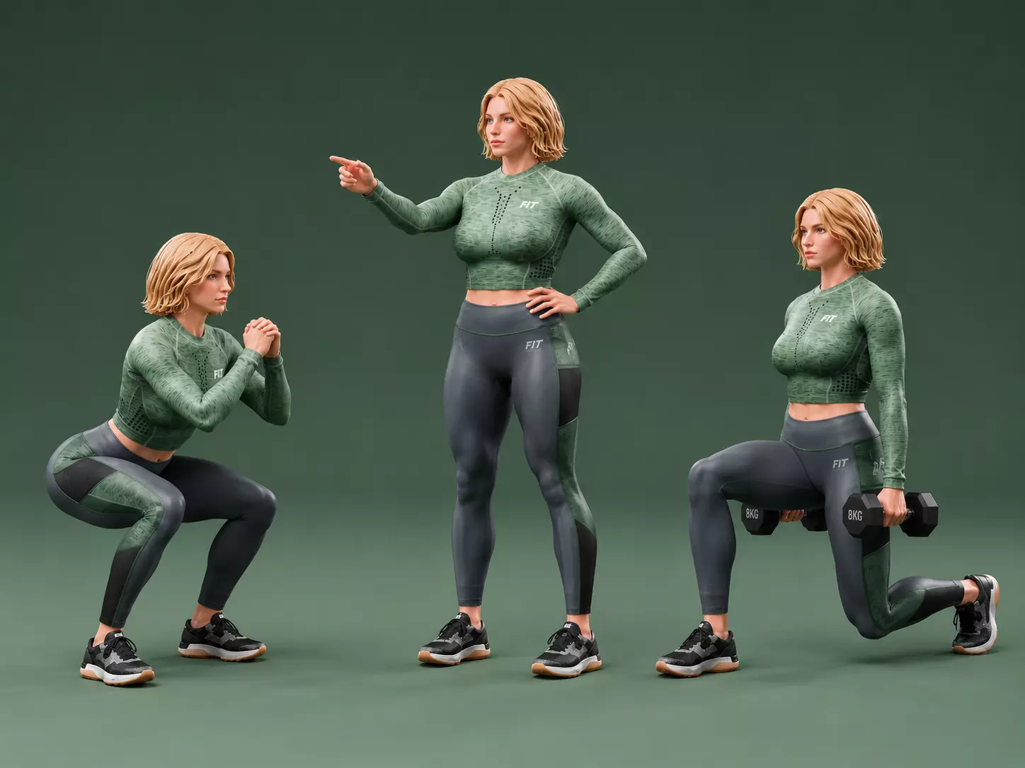 Fitness Woman - Rigged Low-poly 3D model