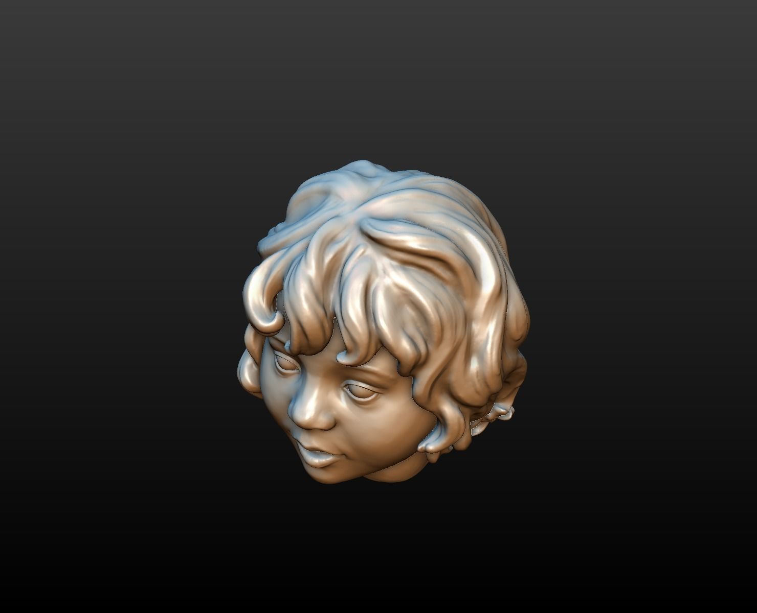 little girls head 3D print model_7