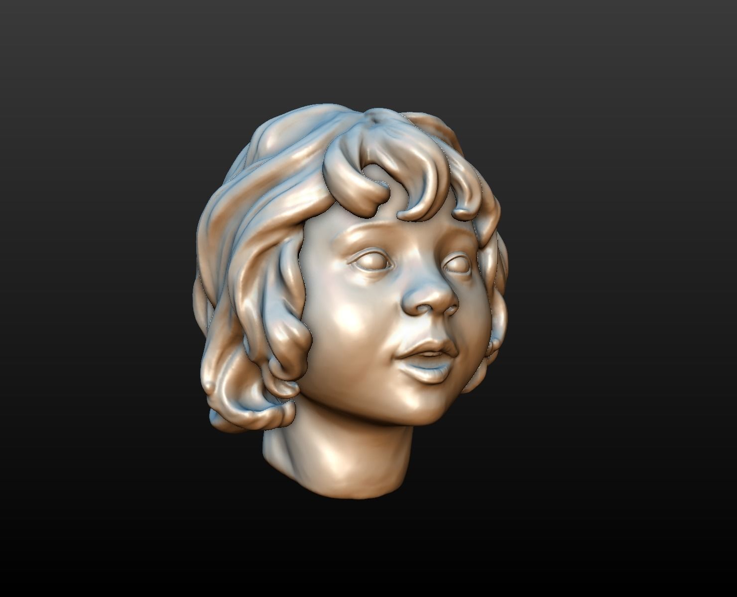 little girls head 3D print model_5