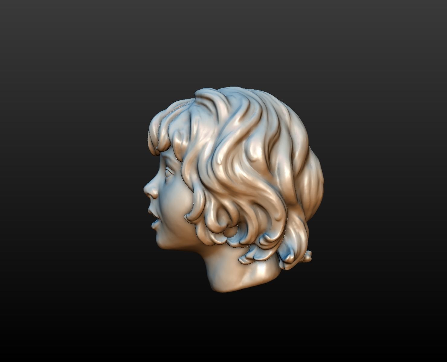 little girls head 3D print model_9