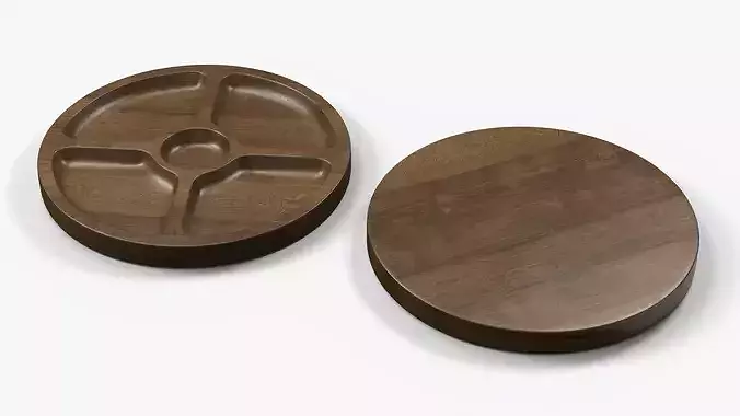 Round Serving Board with Snacks 3D model 7