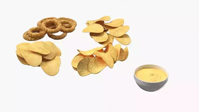 Round Serving Board with Snacks 3D model 5
