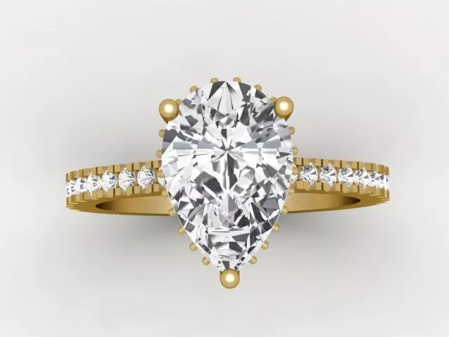 Luxury Pear Cut Ring Jewelry CAD Design Free 3D print model