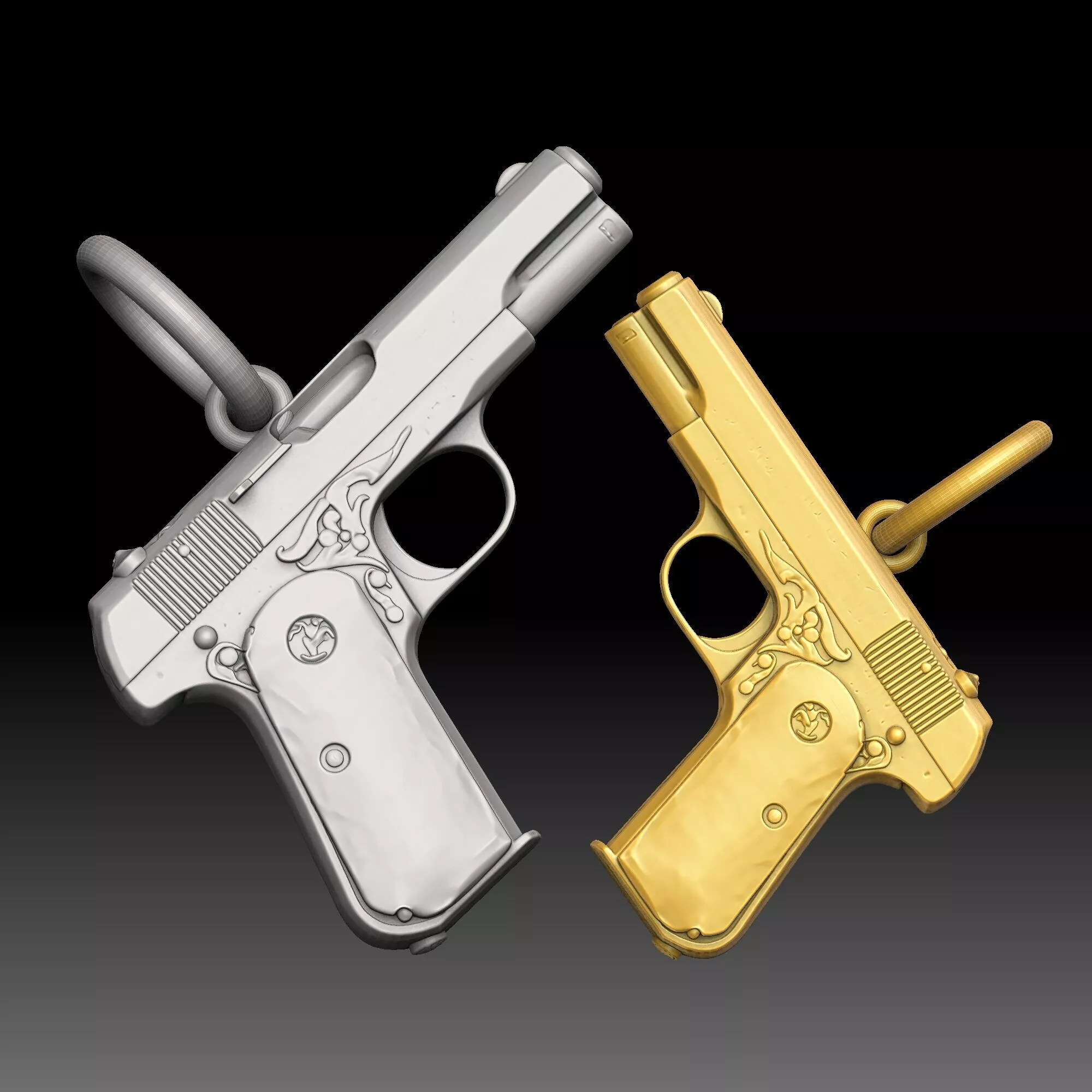 Double Barrel gun pendant 3D print model