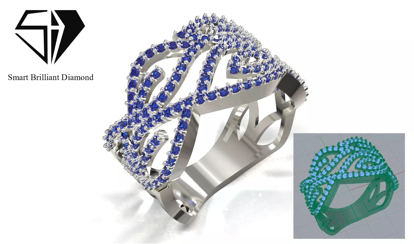 Modern Diamond Ring Ready to Manufacture CAD File jr00401 3D print model