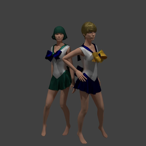 Sailor Uranus and Neptune Free 3D model