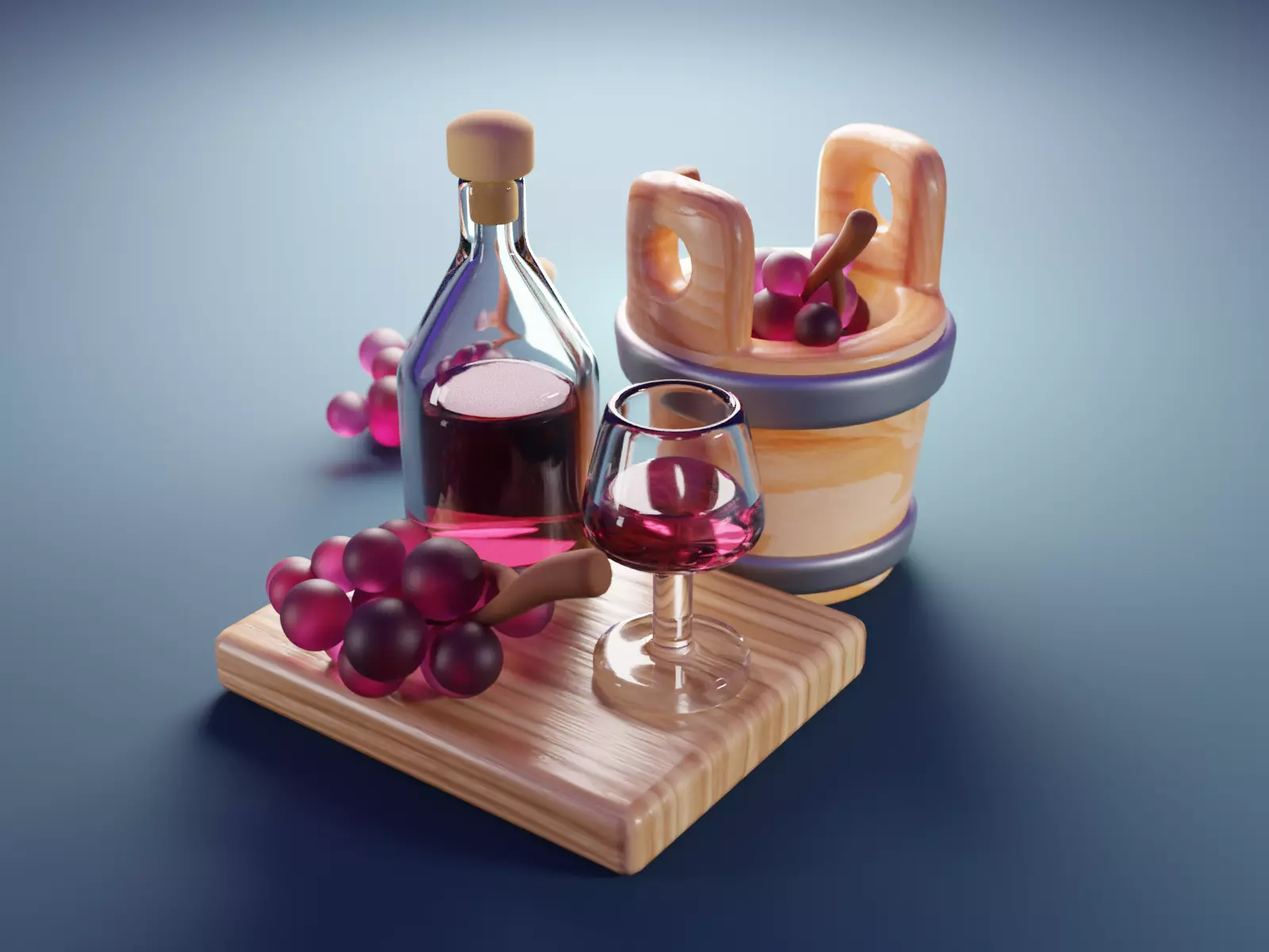 Wine Still Life Set Low-poly 3D model