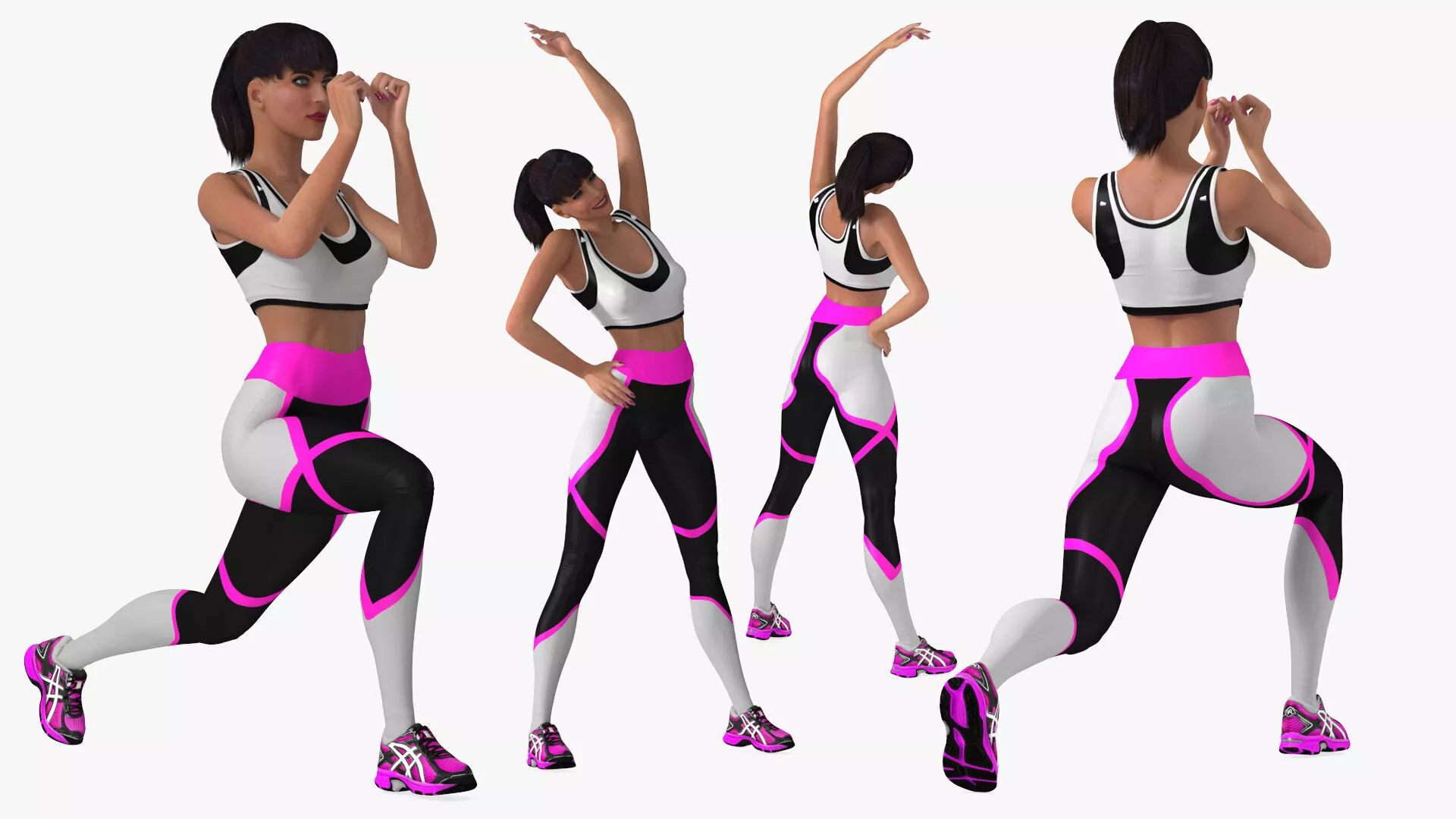 Athletic Woman in Fitness Outfit Rigged for Cinema 4D 3D model