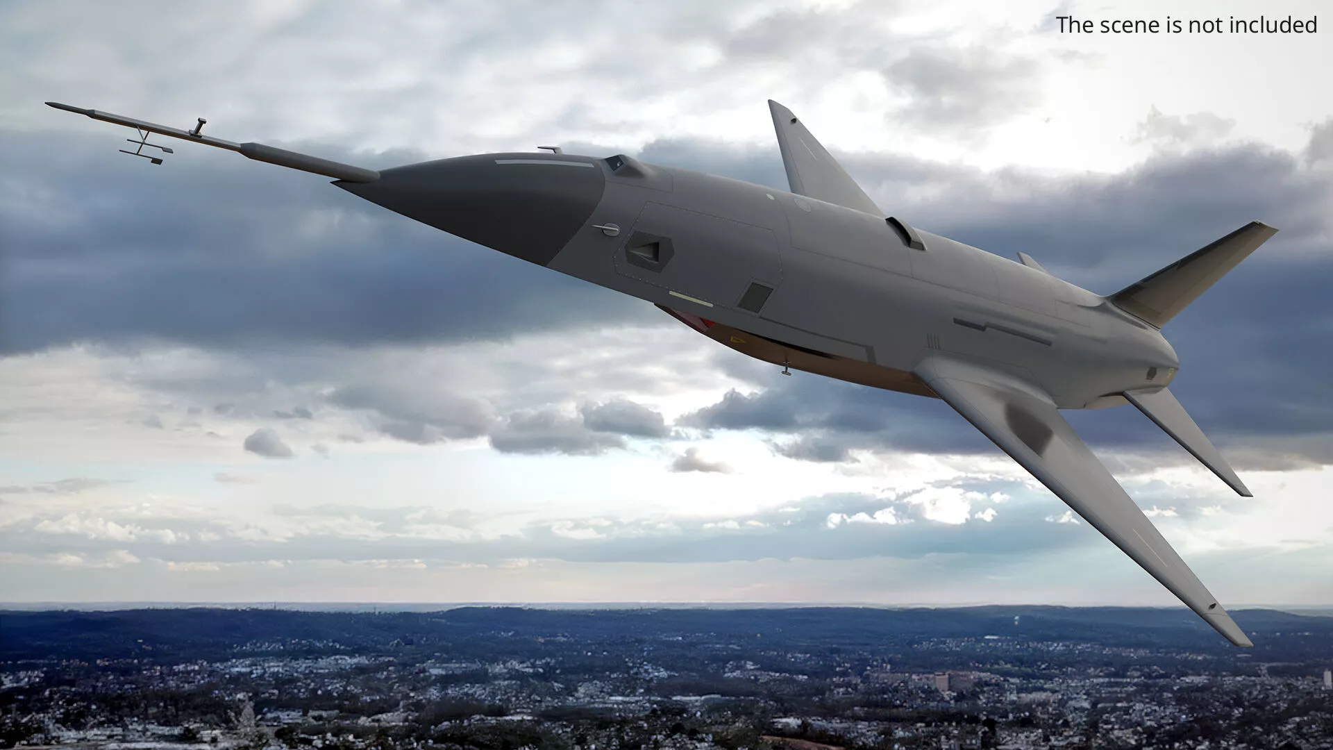 Stealth Fighter Jet with Landing Gear Down Grey Rigged 3D model