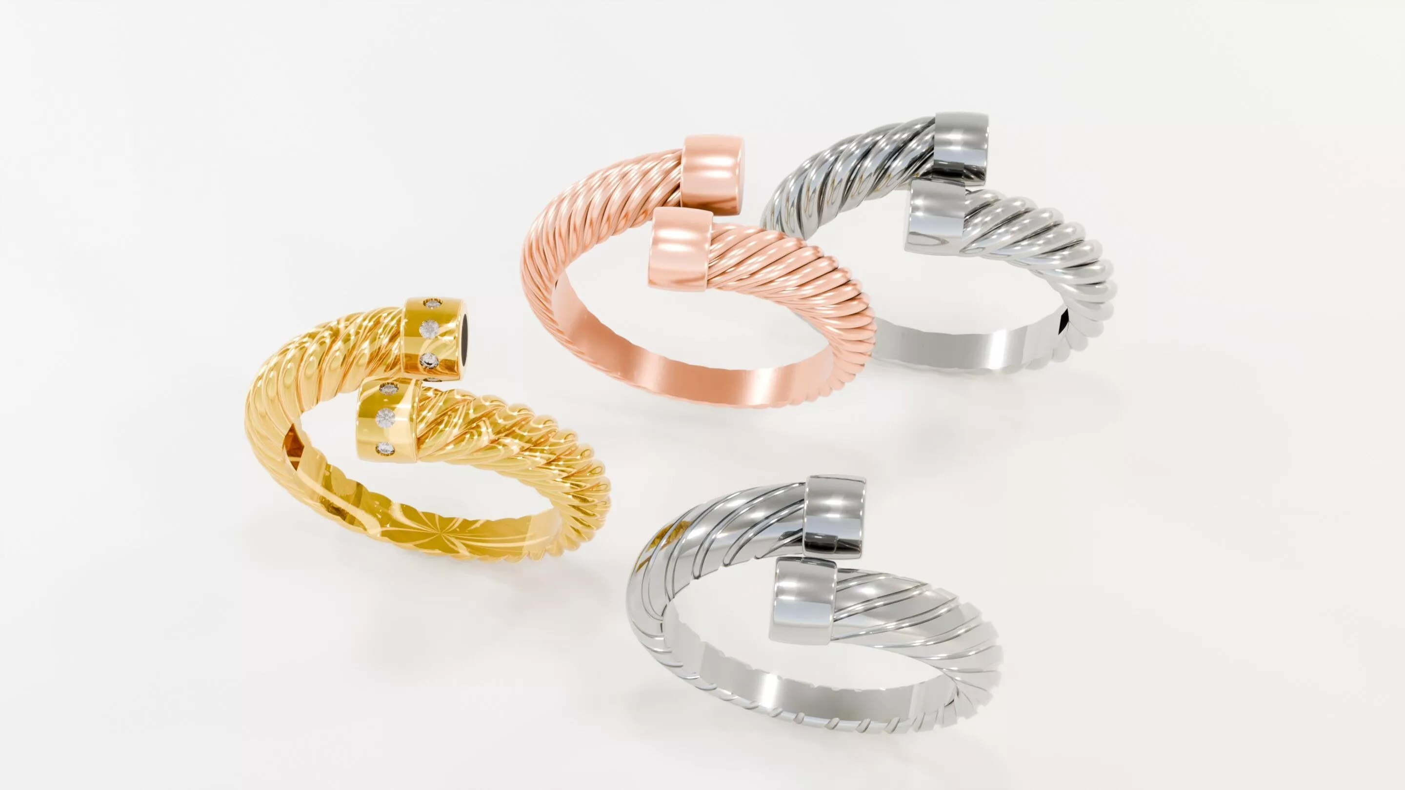 David Yurman Petite Cable Pearl Open Ring 3D print model
