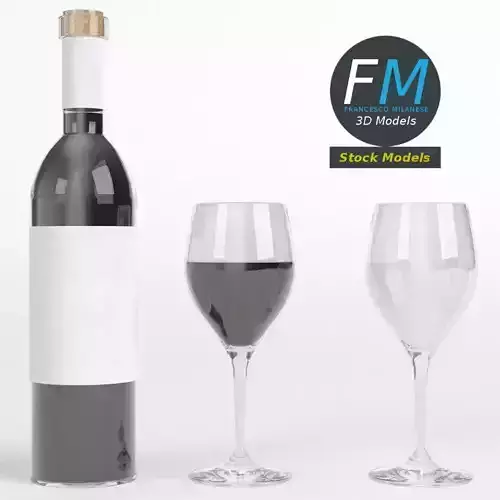 Wine bottle and glasses