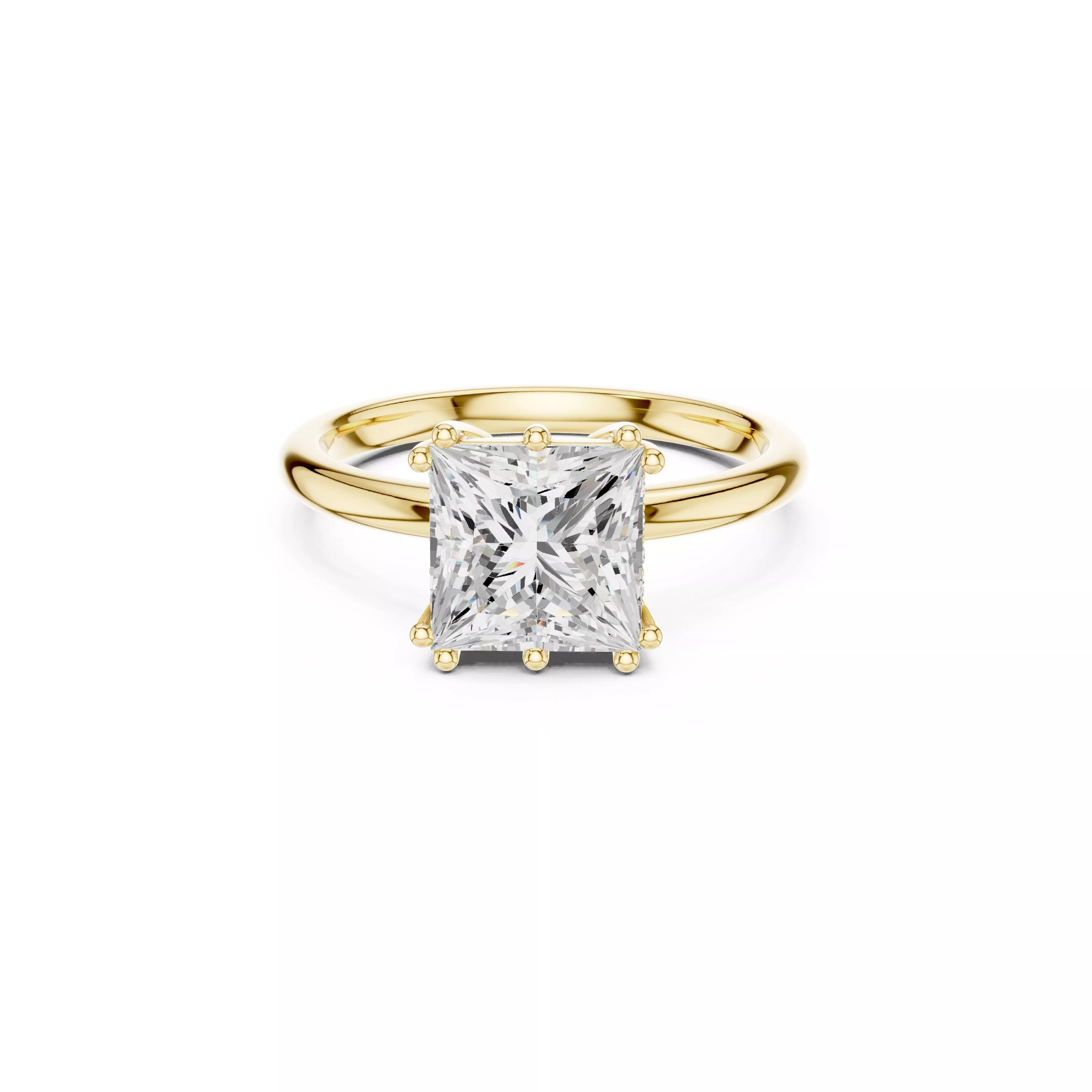 Princess Cut Diamond Split Shank Solitaire Engagement Ring 3D print model