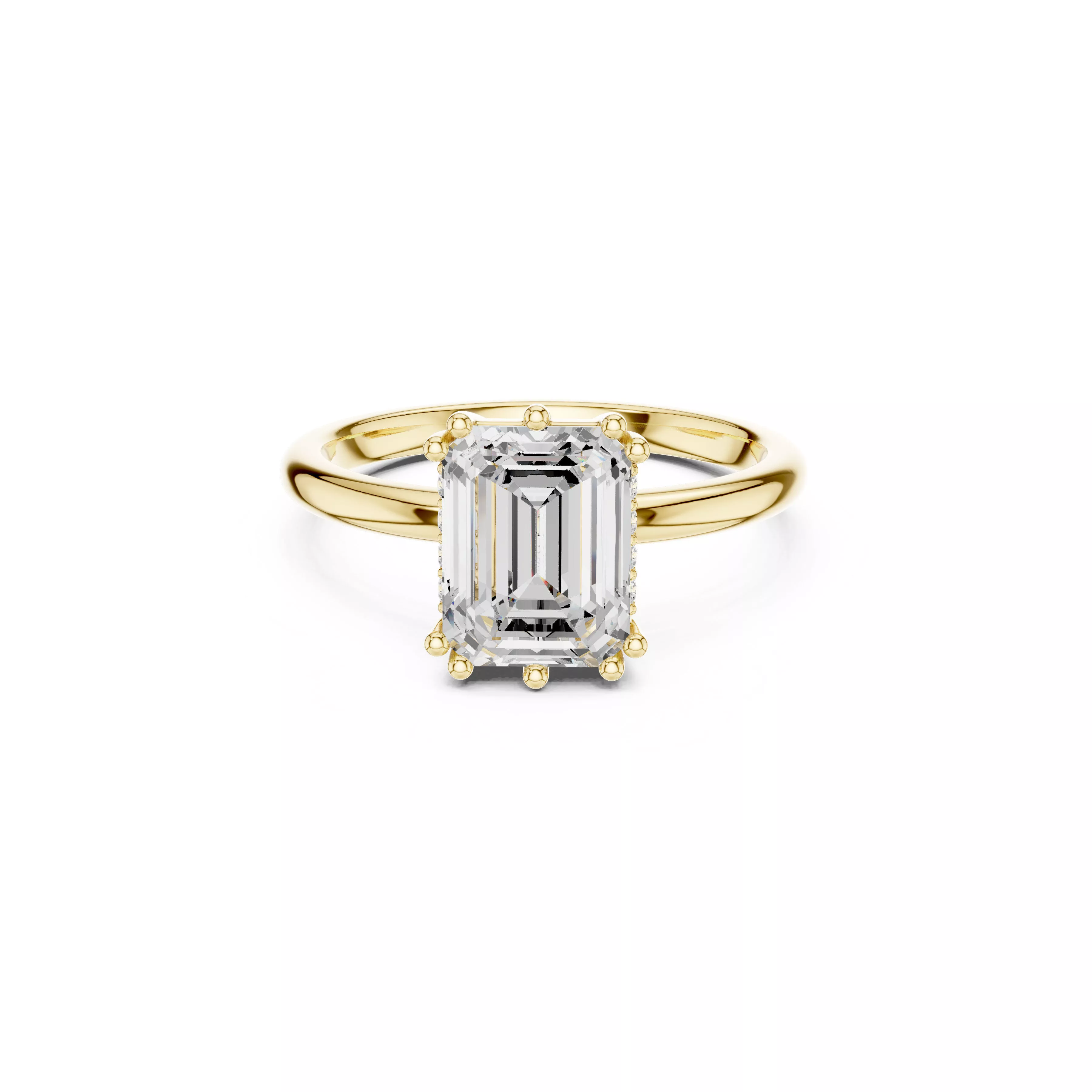 Emerald Cut Diamond Split Shank Engagement Ring 3D print model