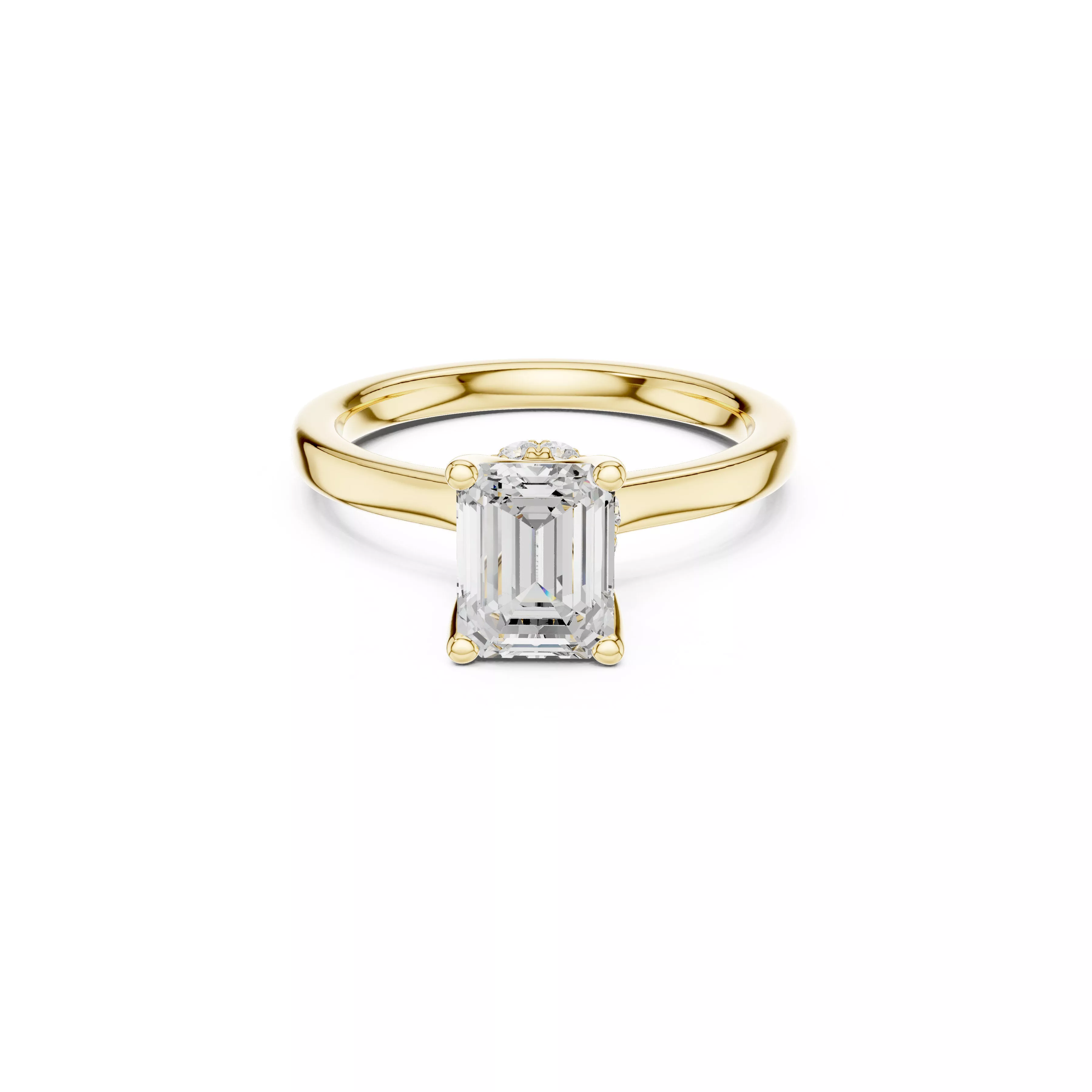 Jewelry Emerald Cut Solitaire Engagement Ring Diamond Ring CAD 3D print model