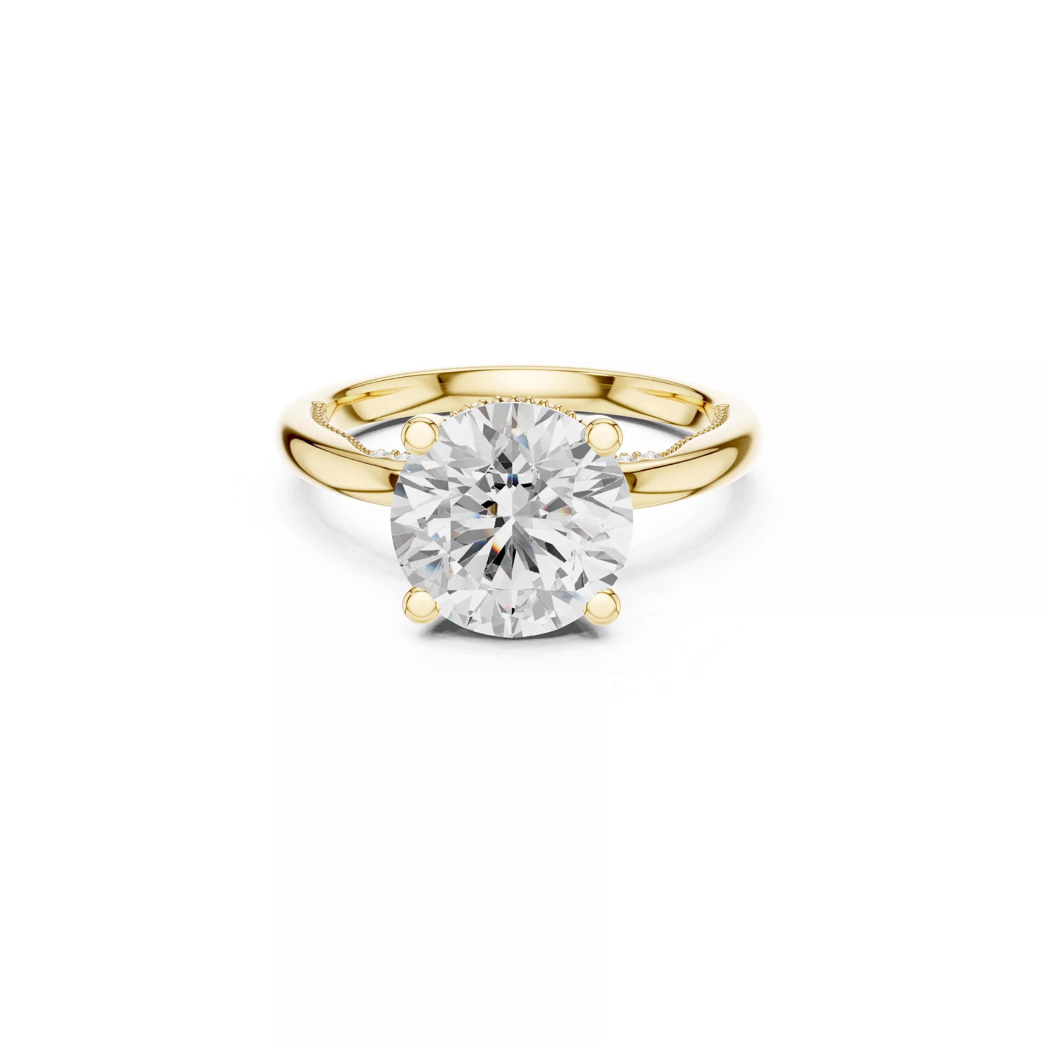 Jewelry Round Cut Bypass Diamond Engagement Ring CAD 3D print model