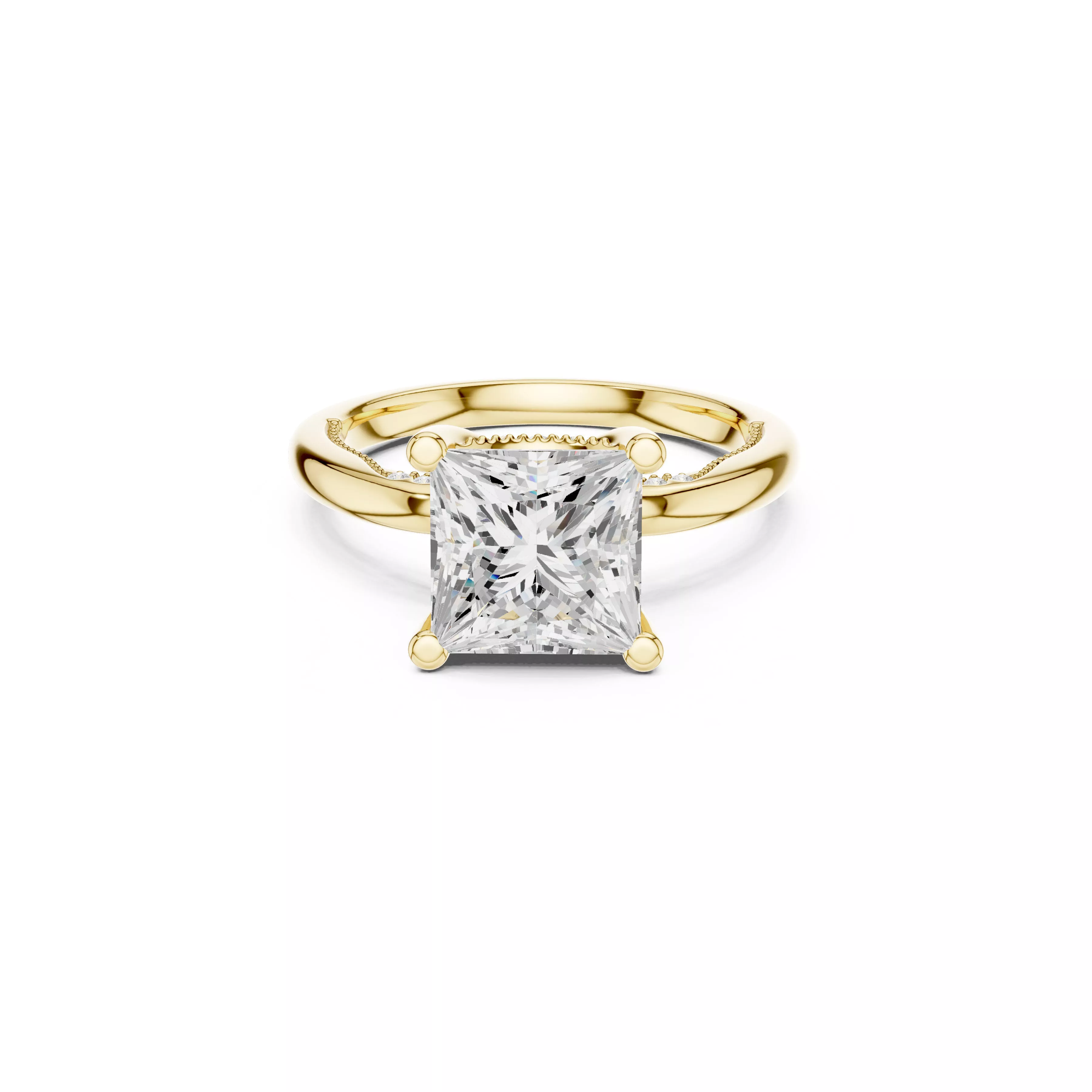 Jewelry Princess Cut Bypass Diamond Engagement Ring CAD 3D print model