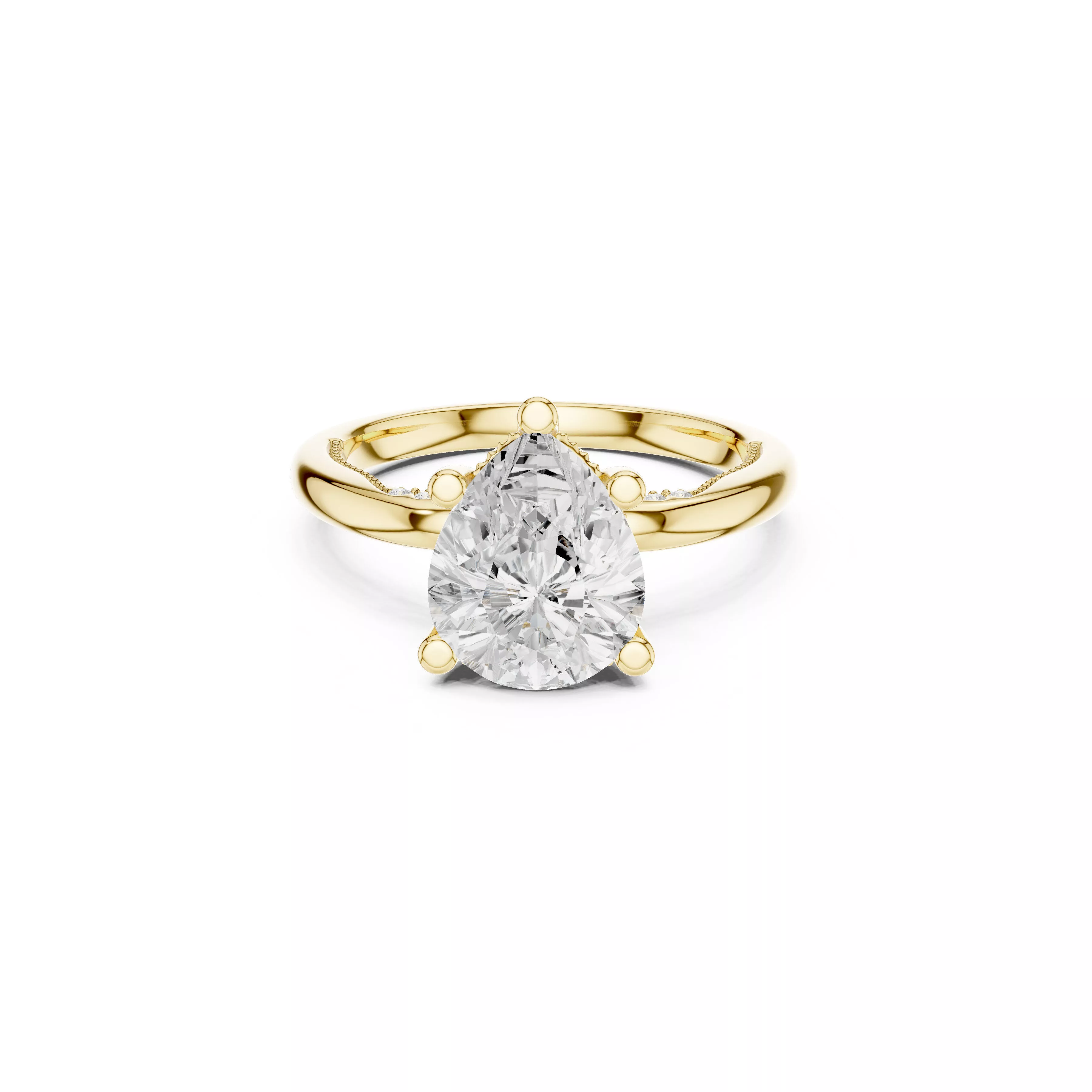 Jewelry Pear Cut Bypass Diamond Engagement Ring CAD 3D print model
