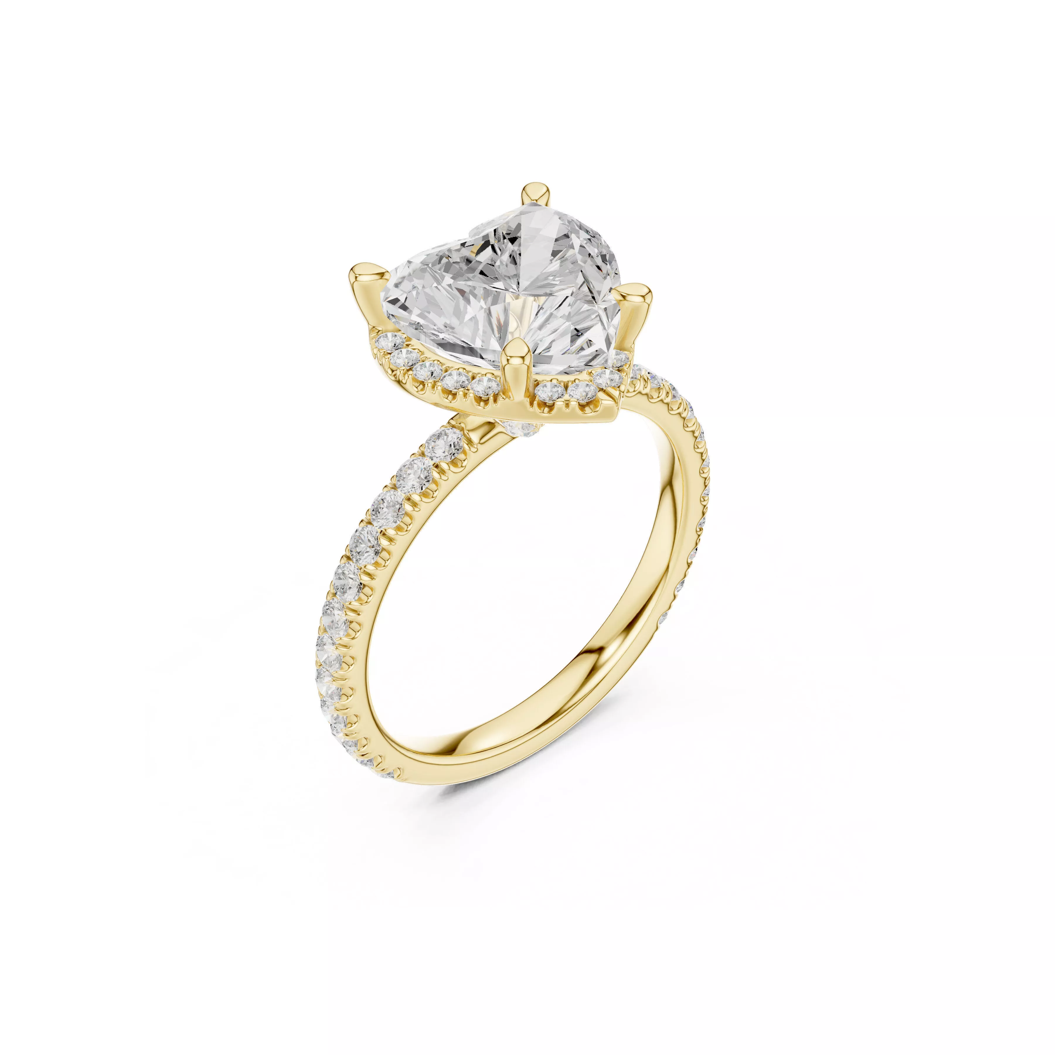 Jewelry Heart Cut Solitaire Diamond Engagement Ring CAD 3D print model