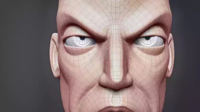 Serious Man  Head Low-poly 3D model