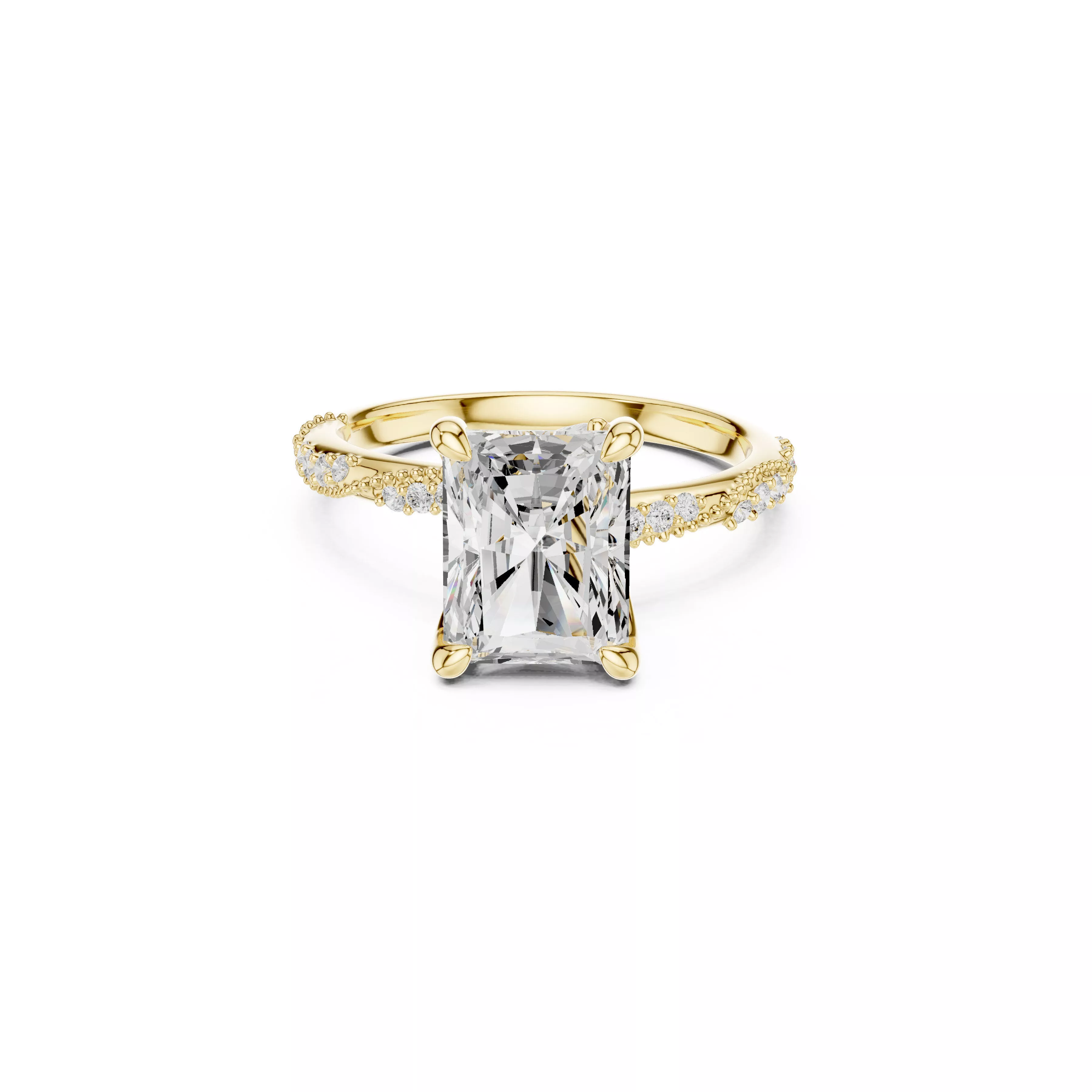 Radiant Cut Milgrain Split Shank Engagement Ring CAd 3D print model