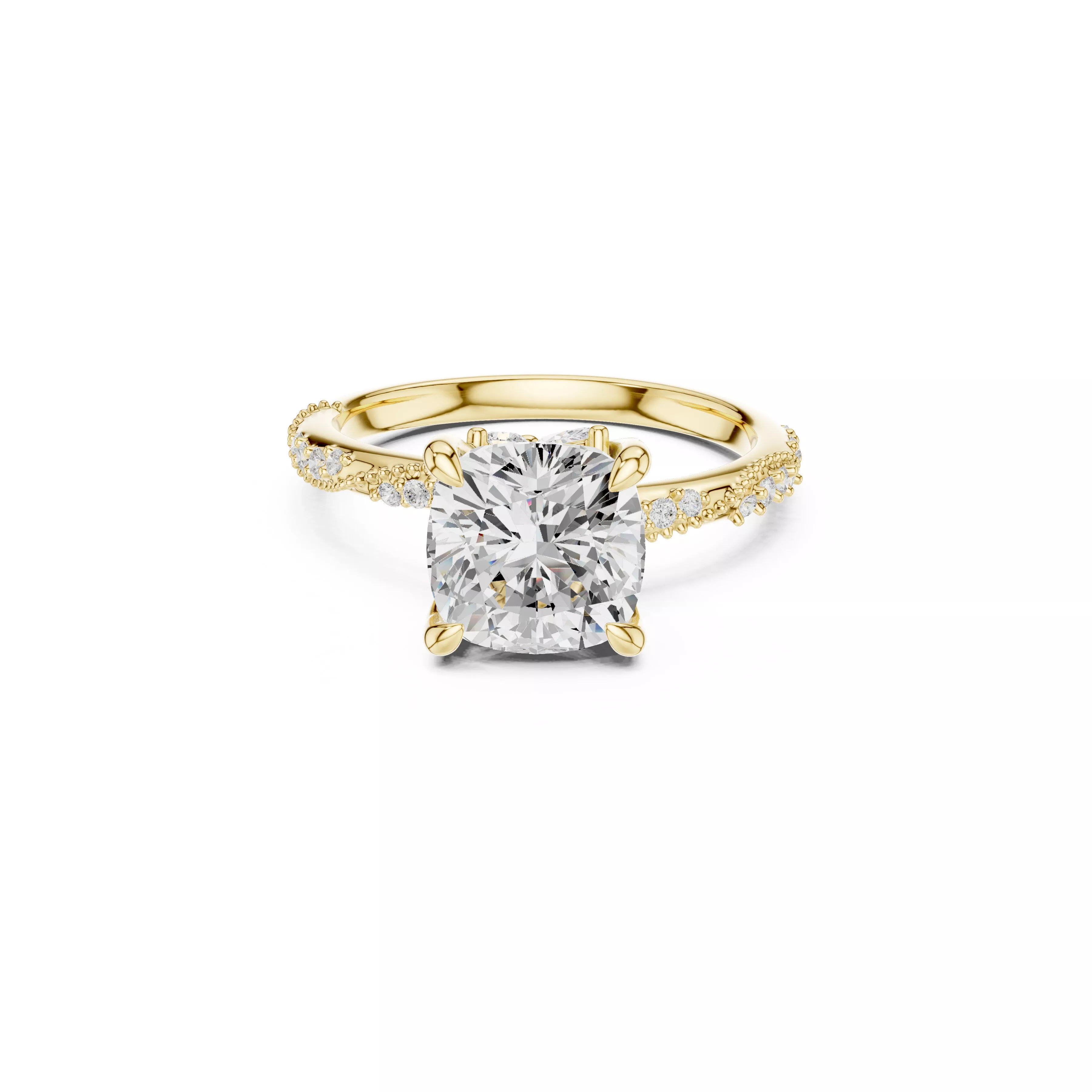 Cushion Cut Diamond Twist Engagement Ring 3D print model
