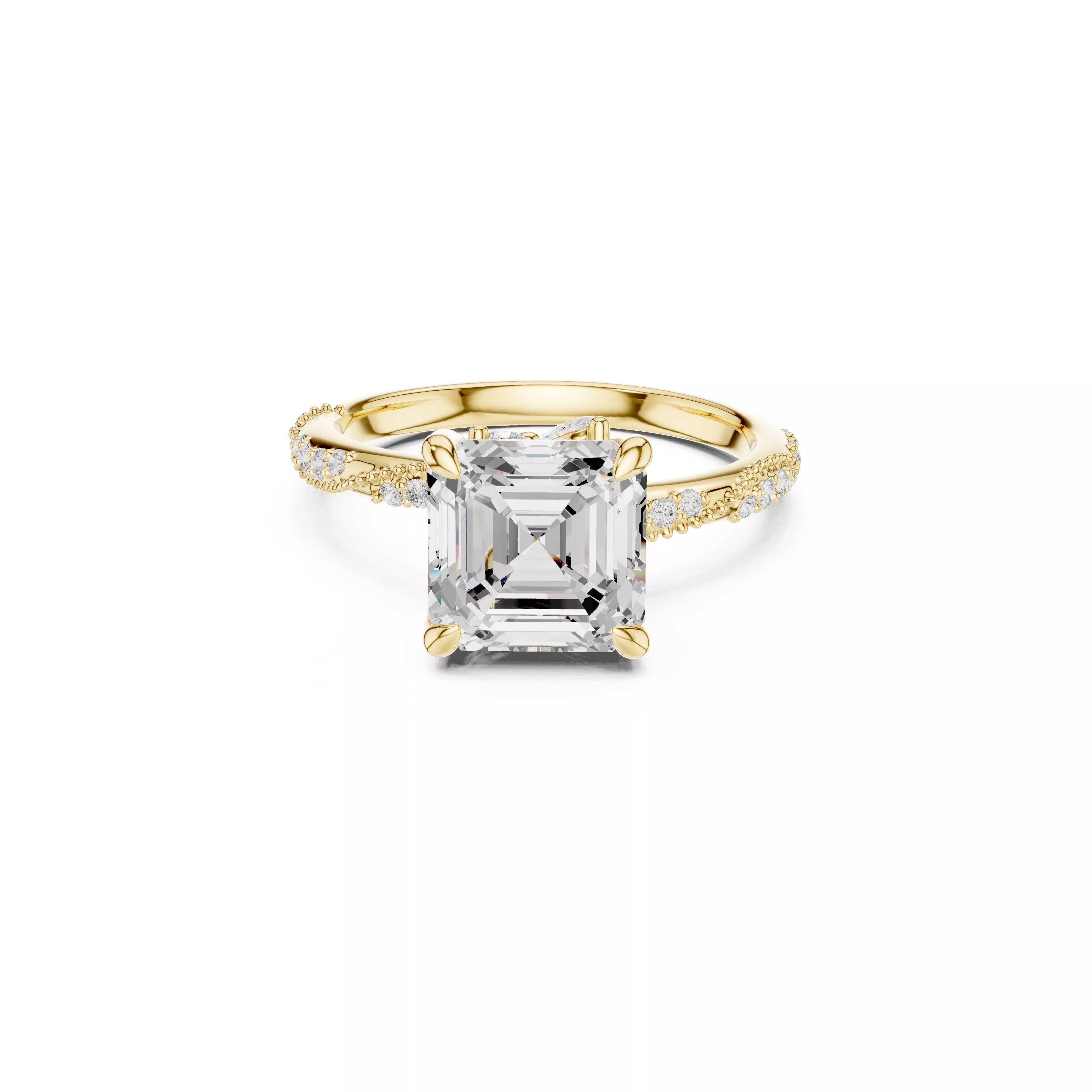 Asscher Cut Diamond Twist Engagement Ring CAD 3D print model