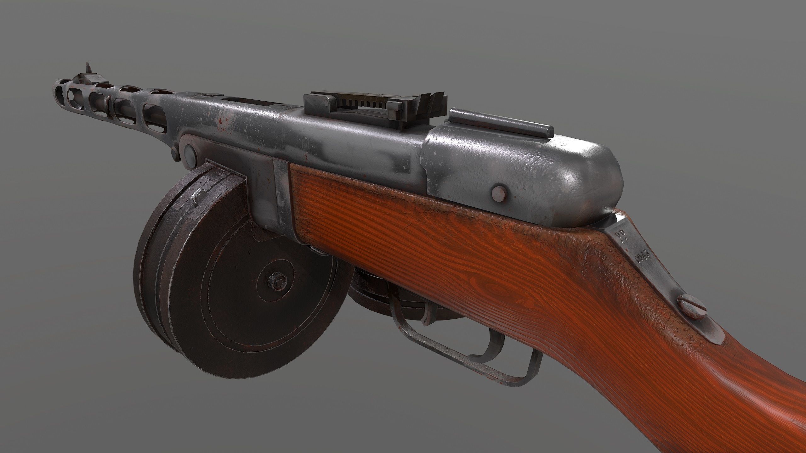Ppsh-41 Low-poly 3D model_4