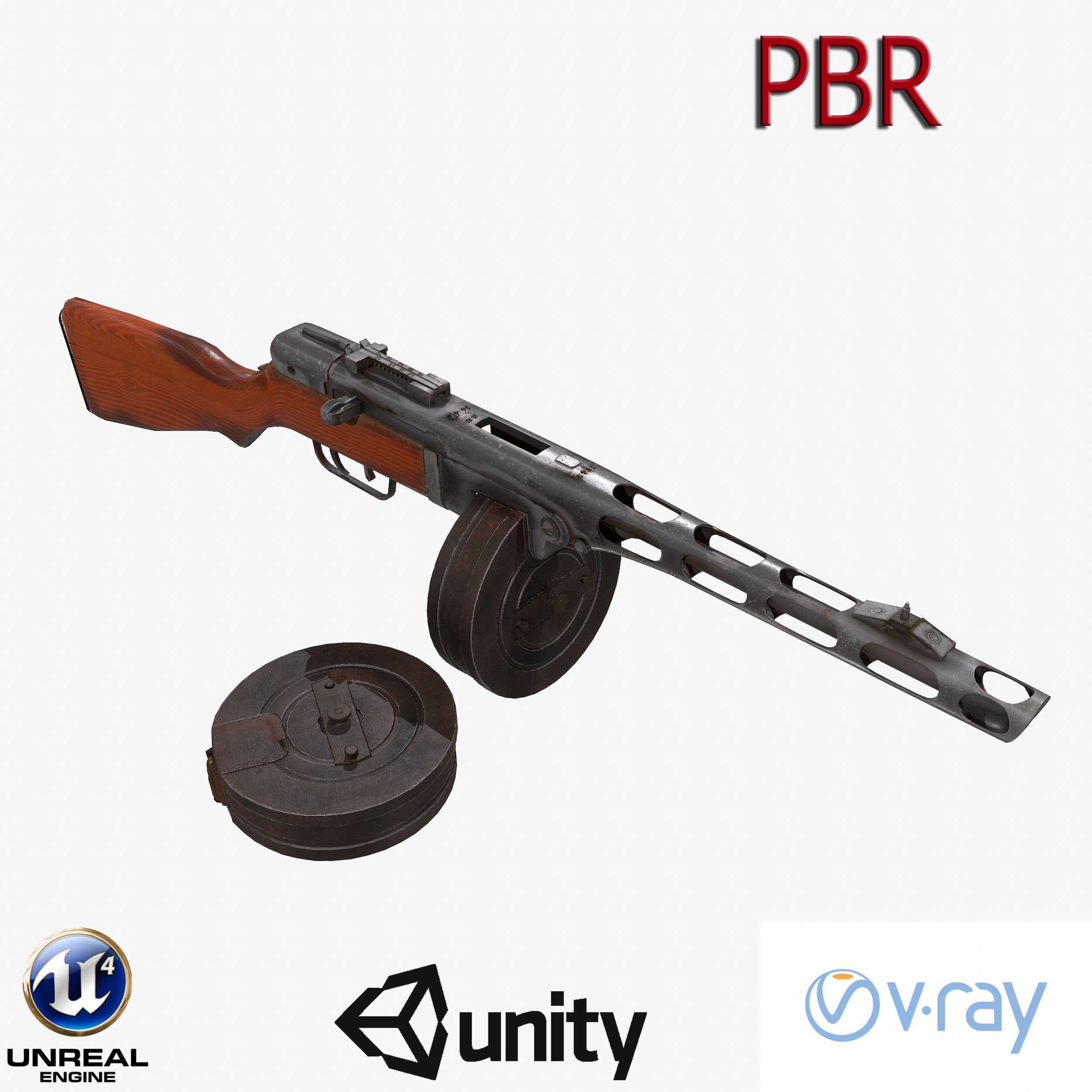 Ppsh-41 Low-poly 3D model_0